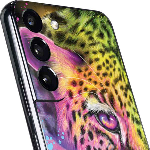 Neon Rainbow Cheetah with Rose by Sheena Pike Galaxy S22 Plus Skin